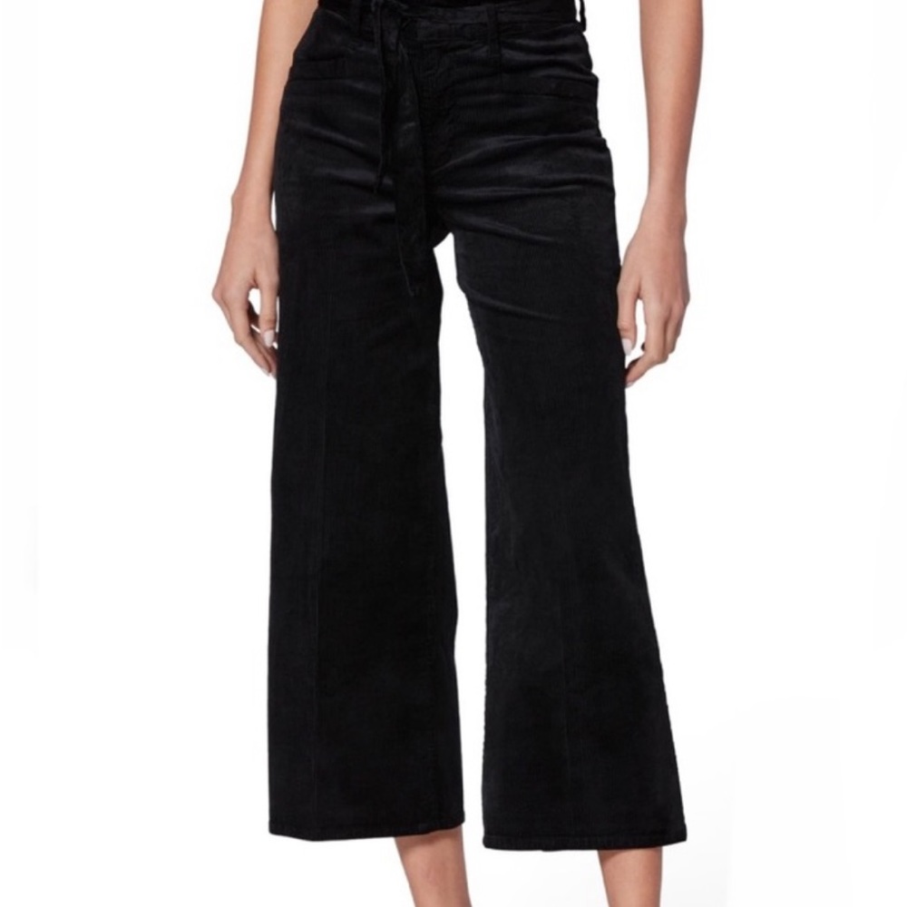 Paige Sutton Black Wide Leg, Tie Waist Corduroys. Size 28